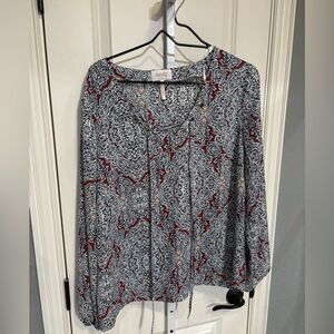 Lucky Brand Women's Paisley Top - Red and Blue